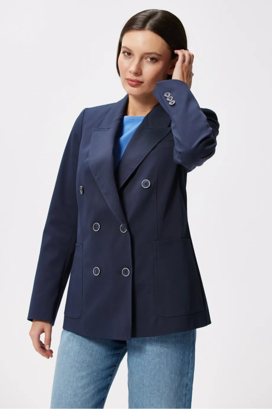Jacheta de bumbac bleumarin pentru costum Jacheta de bumbac bleumarin pentru costum
