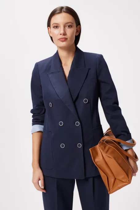 Jacheta de bumbac bleumarin pentru costum