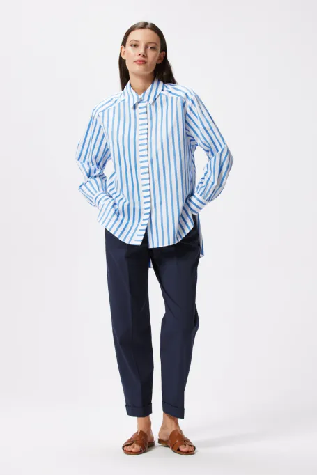 Pantaloni bleumarin din bumbac pentru costum