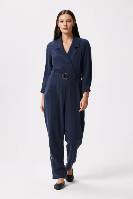 Salopetă bleumarin cu centură