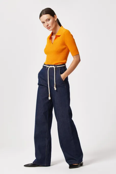 Blugi largi bleumarin