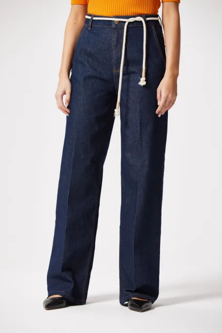 Blugi largi bleumarin