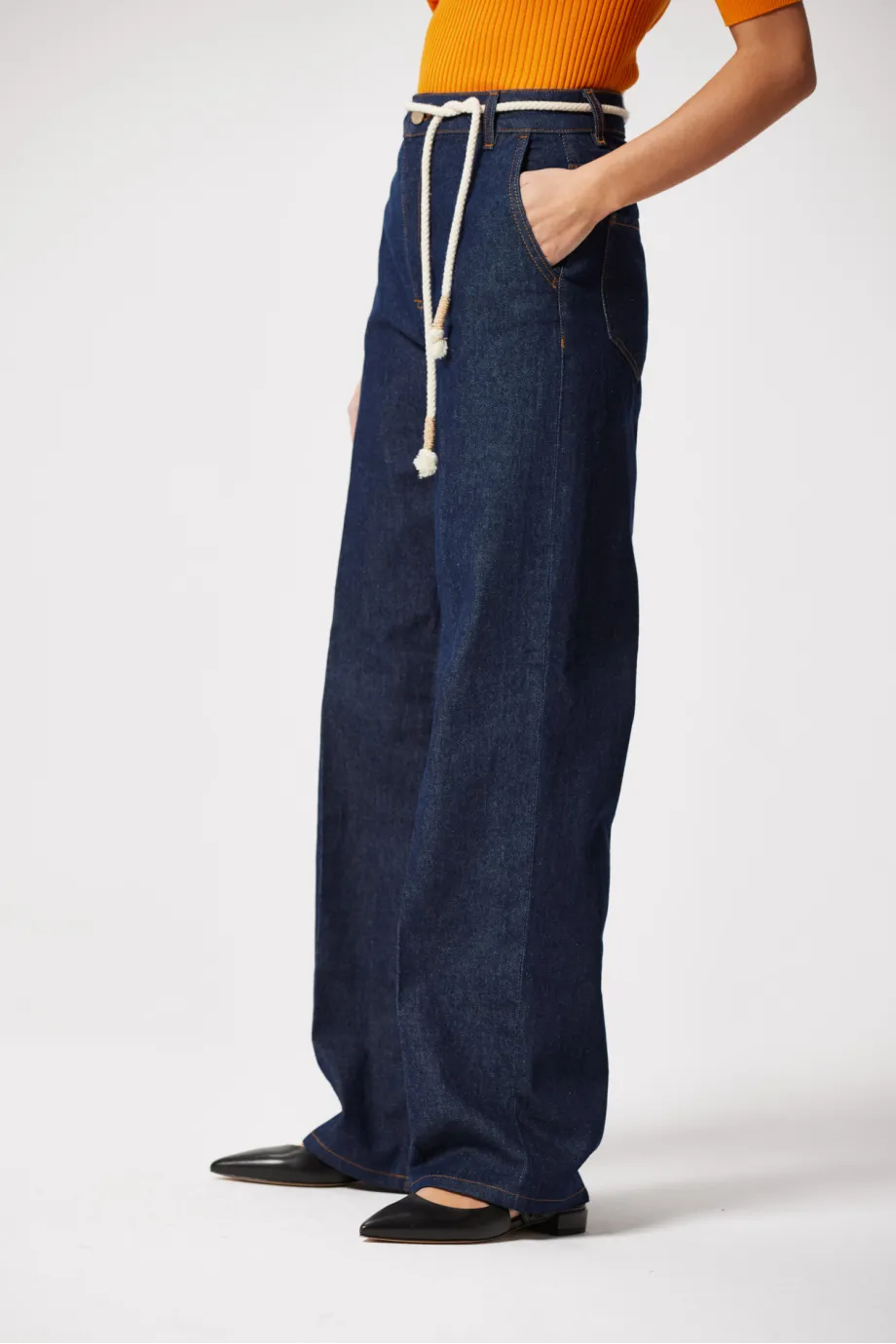 Blugi largi bleumarin Blugi largi bleumarin