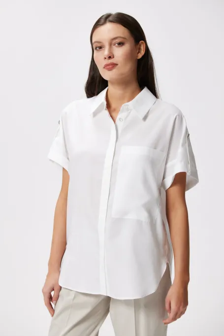 Cămașă albă cu mâneci scurte