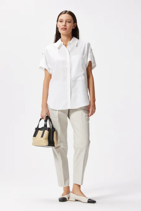 Cămașă albă cu mâneci scurte
