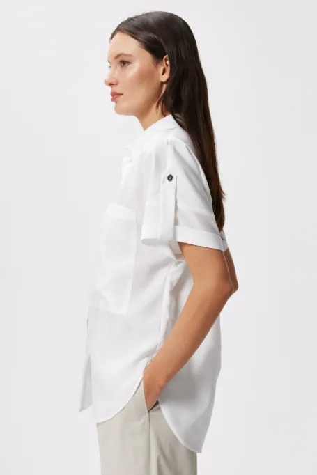 Cămașă albă cu mâneci scurte