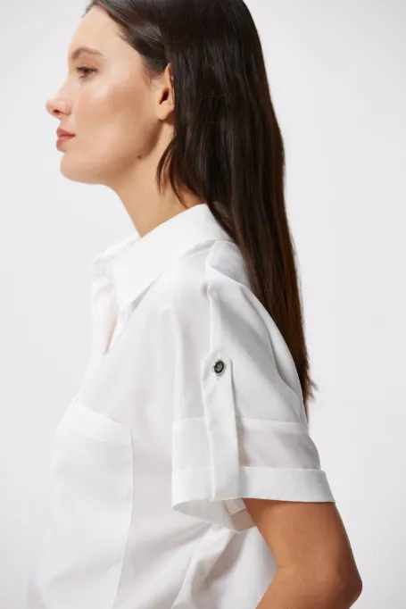 Cămașă albă cu mâneci scurte
