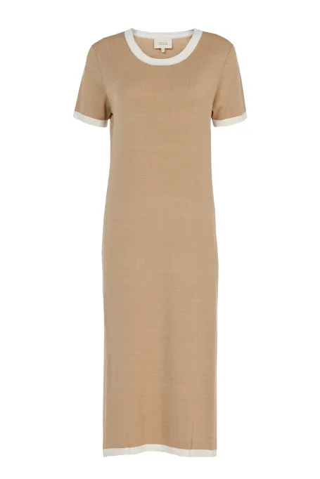 Rochie bej din matase si in