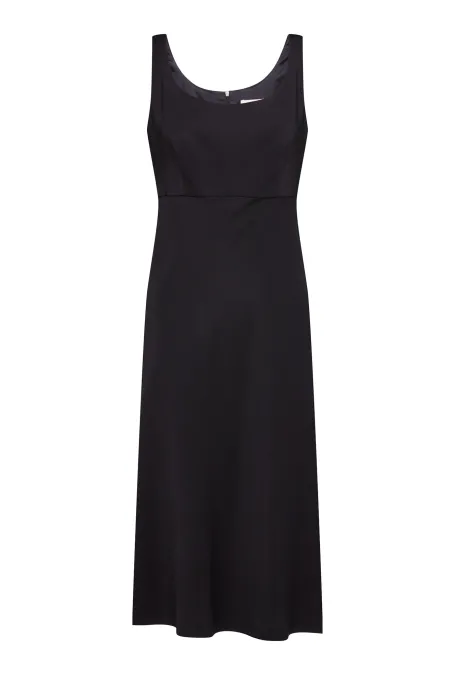 Rochie midi neagra cu bretele late Rochie midi neagra cu bretele late