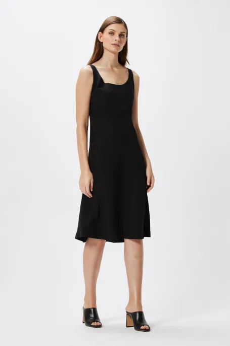 Rochie midi neagra cu bretele late