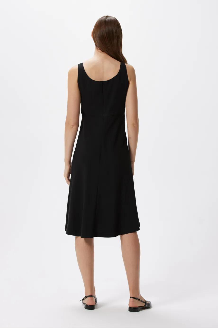 Rochie midi neagra cu bretele late Rochie midi neagra cu bretele late
