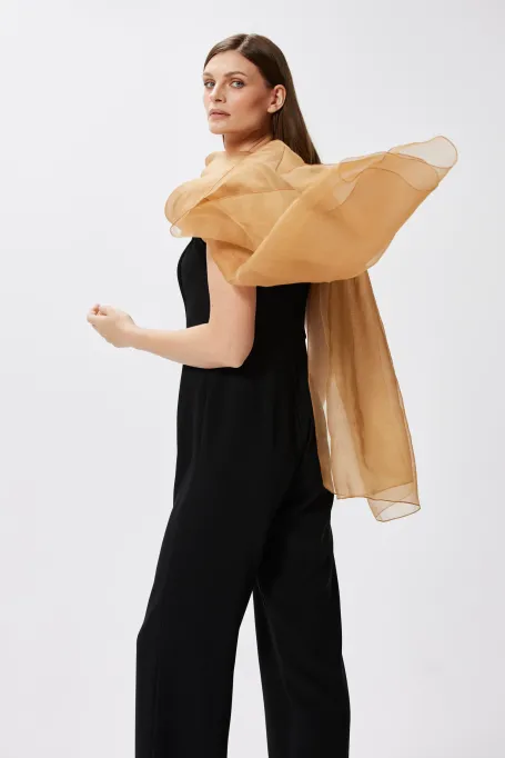 Eșarfă din mătase, camel - Patrizia Aryton