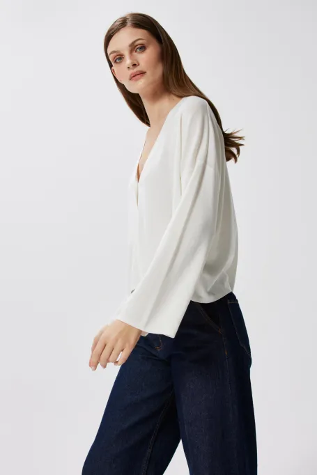 Cardigan scurt alb cu mătase