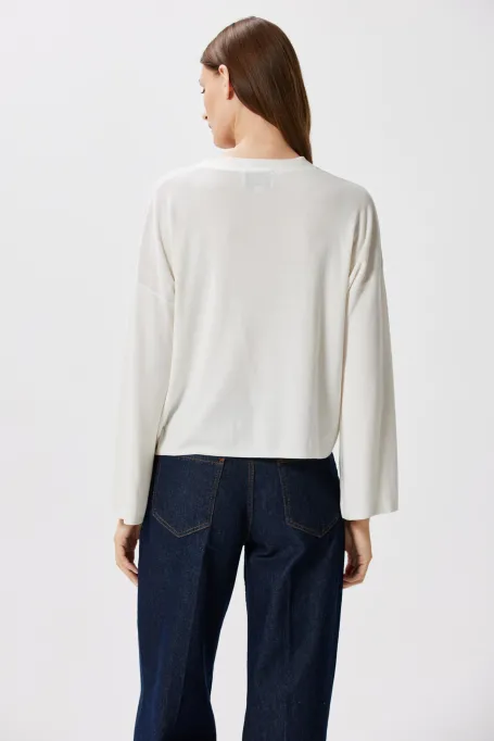 Cardigan scurt alb cu mătase