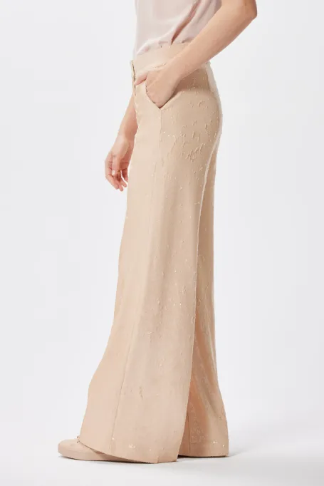 Pantaloni largi de costum cu paiete