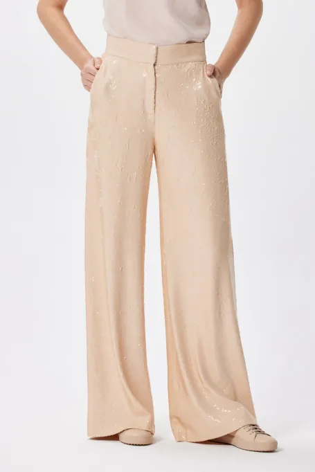 Pantaloni largi de costum cu paiete