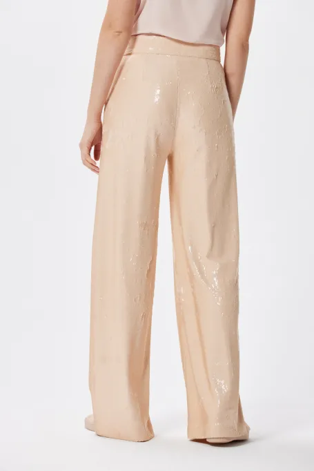 Pantaloni largi de costum cu paiete