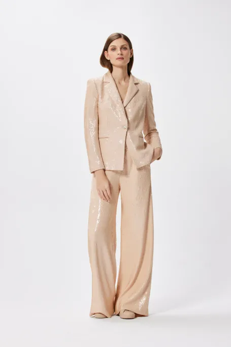 Pantaloni largi de costum cu paiete