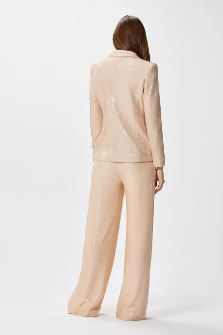 Pantaloni largi de costum cu paiete