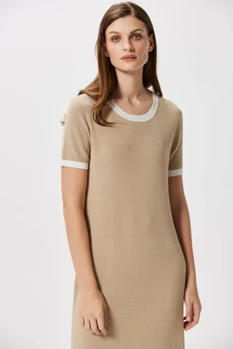 Rochie bej din matase si in Rochie bej din matase si in