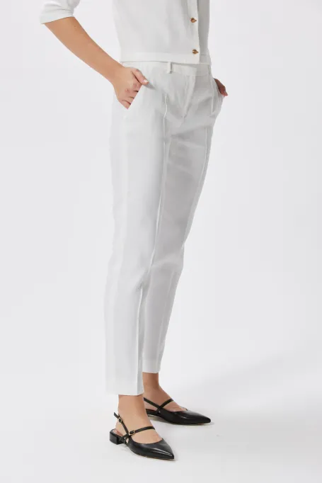 Pantaloni albi din in Lotto pentru a se potrivi