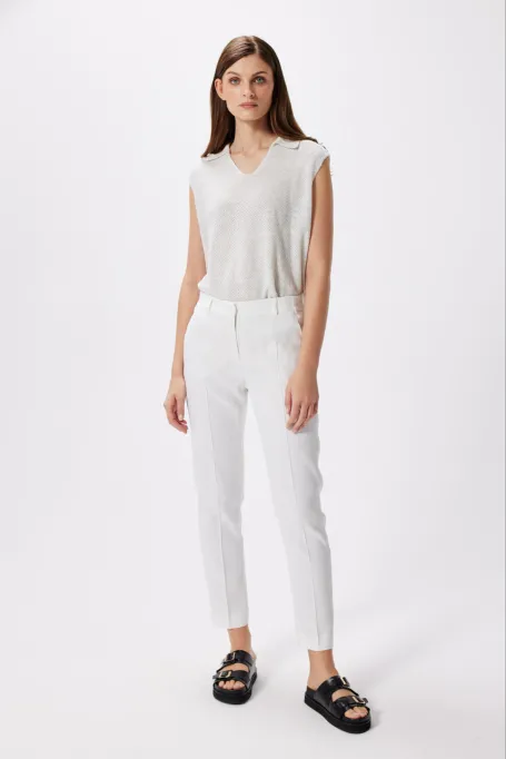 Pantaloni albi din in Lotto pentru a se potrivi