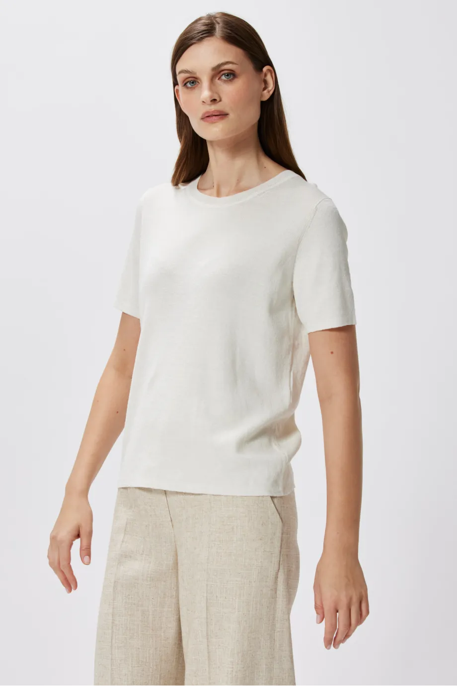 Bluza alba cu in si matase Bluza alba cu in si matase