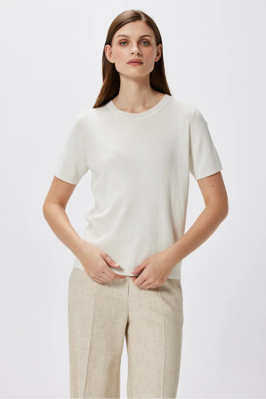 Bluza alba cu in si matase Bluza alba cu in si matase