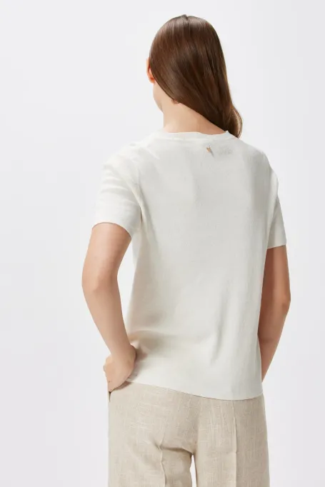 Bluza alba cu in si matase Bluza alba cu in si matase