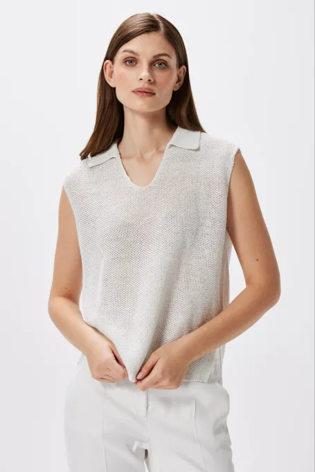 Bluza din in cu fir argintiu