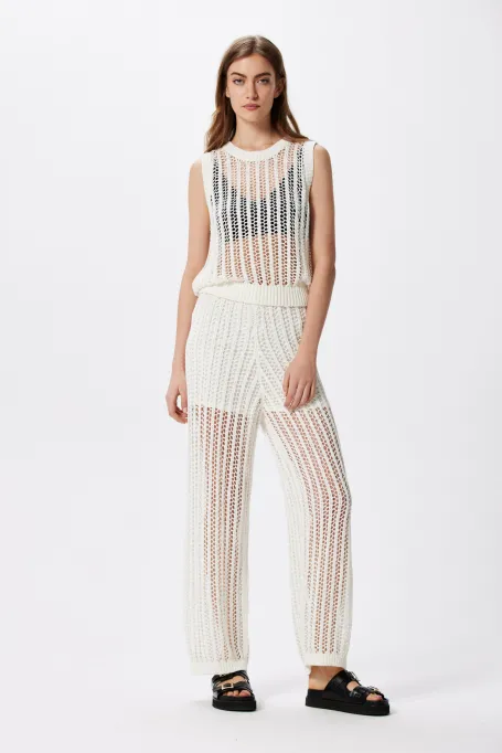 Pantaloni ajurati bej