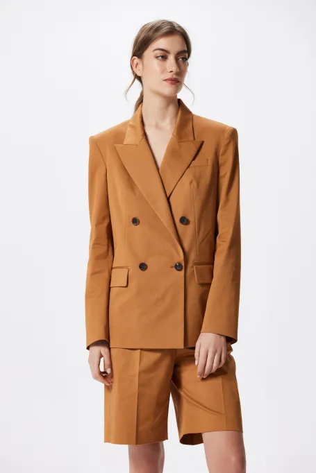 Jachetă de costum din bumbac la două piept
