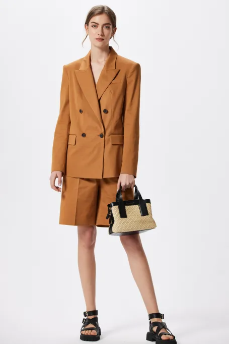 Jachetă de costum din bumbac la două piept