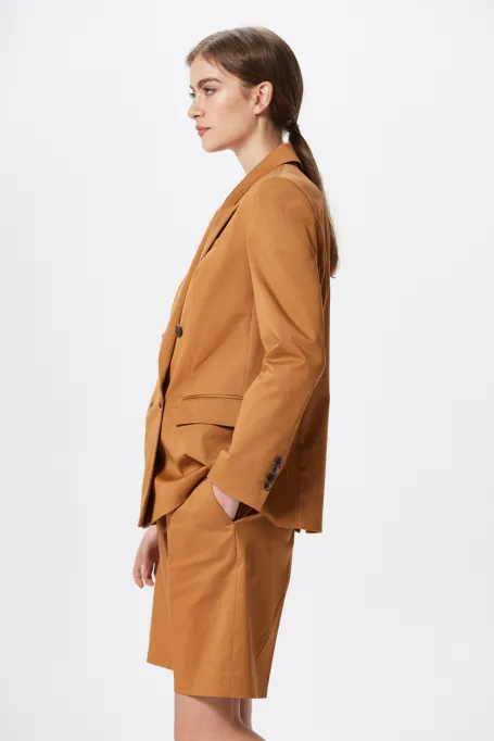 Jachetă de costum din bumbac la două piept