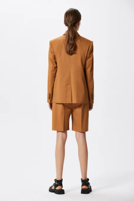 Jachetă de costum din bumbac la două piept