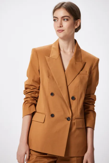 Jachetă de costum din bumbac la două piept