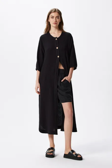 Czarna luźna tunika z bawełny
