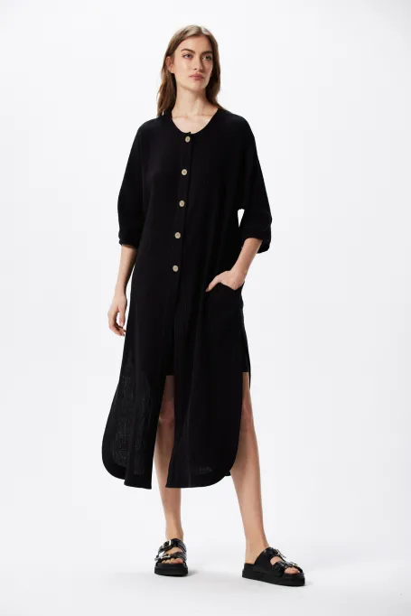 Czarna luźna tunika z bawełny