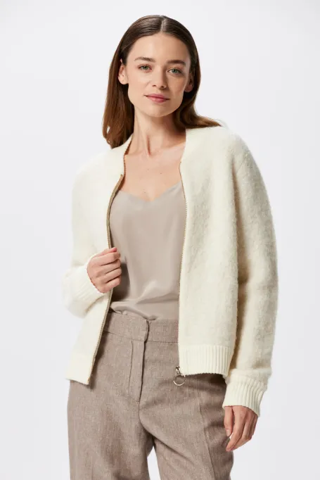 Cardigan alb din lână de alpaca