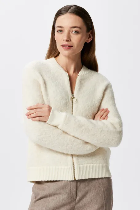 Cardigan alb din lână de alpaca