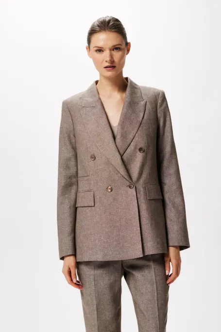 Sacou din amestec de lână răcoroasă și in pentru costum