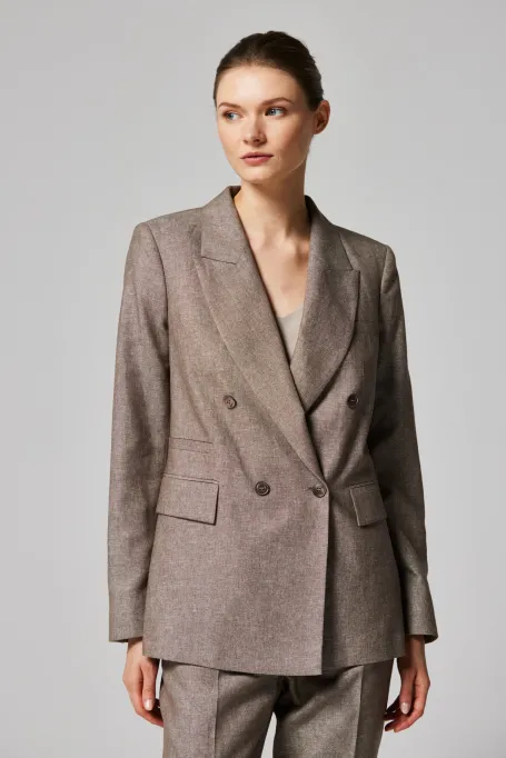 Sacou din amestec de lână răcoroasă și in pentru costum