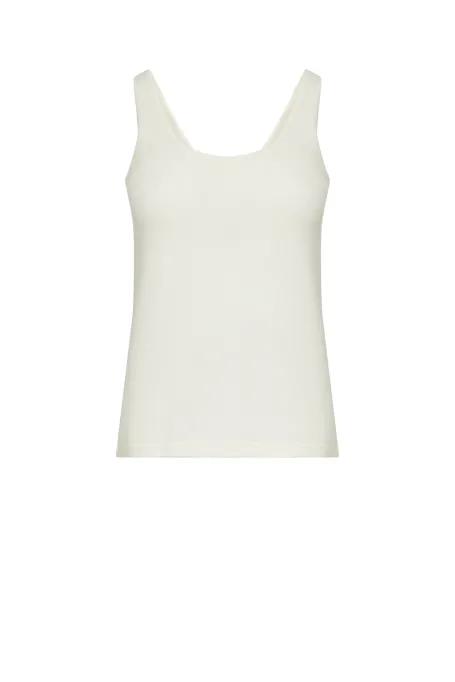 Top alb din cașmir și lână merinos