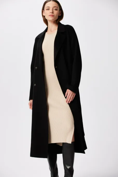 Palton negru din cașmir doubleface