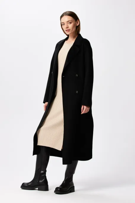 Palton negru din cașmir doubleface