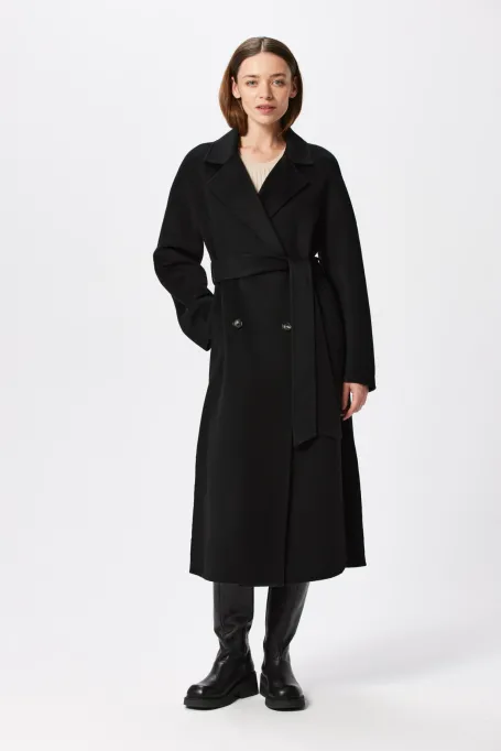 Palton negru din cașmir doubleface