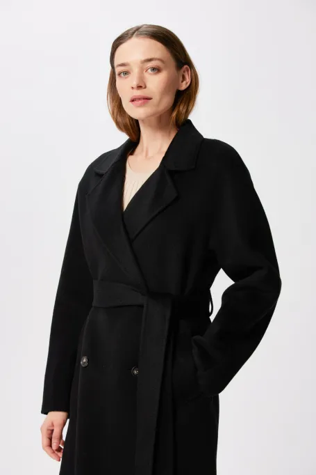 Palton negru din cașmir doubleface
