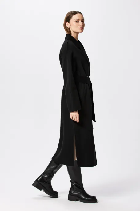 Palton negru din cașmir doubleface