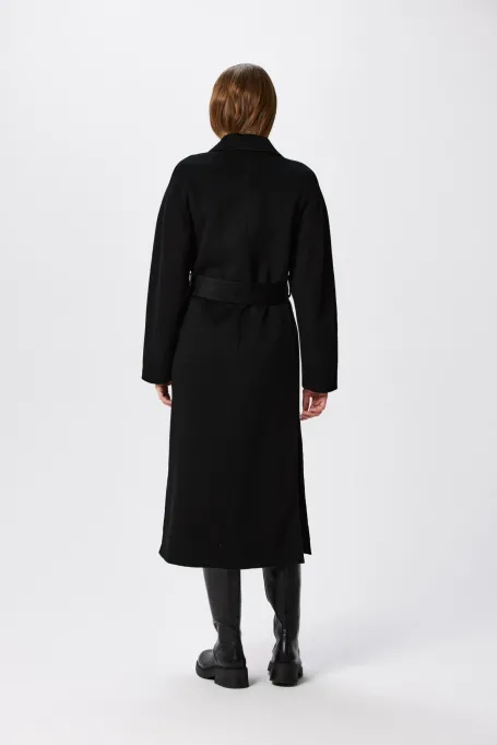 Palton negru din cașmir doubleface