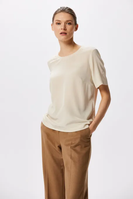 Bluză bej din mătase Brigitte